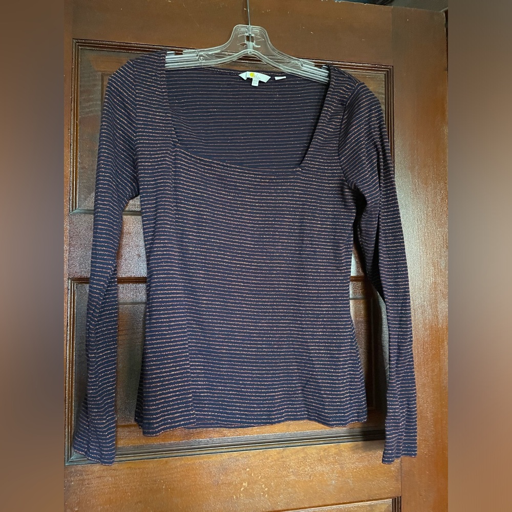 Boden metallic striped square neck top